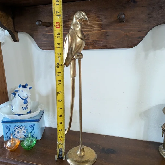 Vintage Decorative Brass Parrot Tall Perch Base Sculpture Hollywood Regency MCM - Picture 13 of 16
